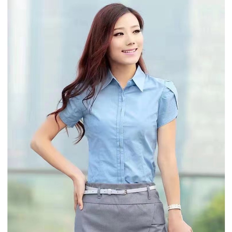 Sexy Korean Button Down Polo for Women Formal Casual Short Sleeves Polo Shirt Slim Fit Shopee Philippines