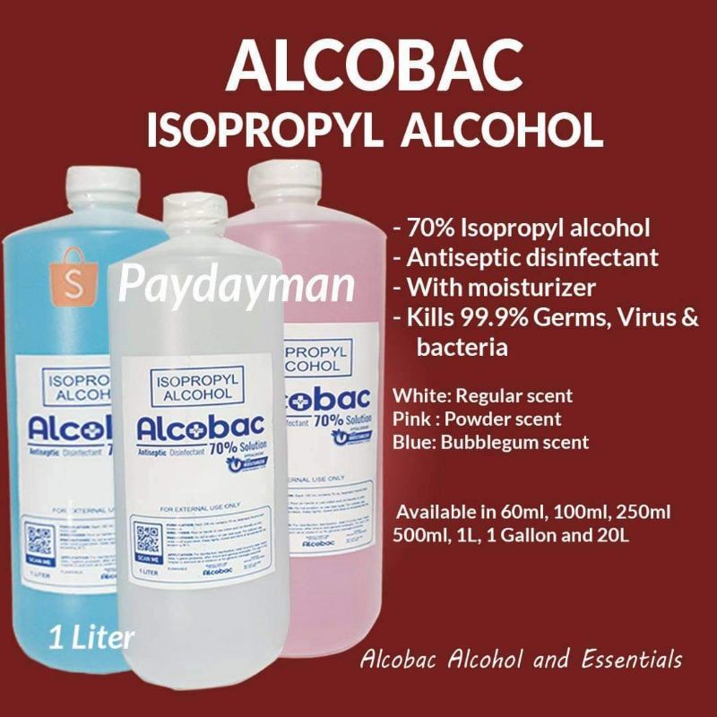 Alcobac Alcohol 70% 1L | Shopee Philippines