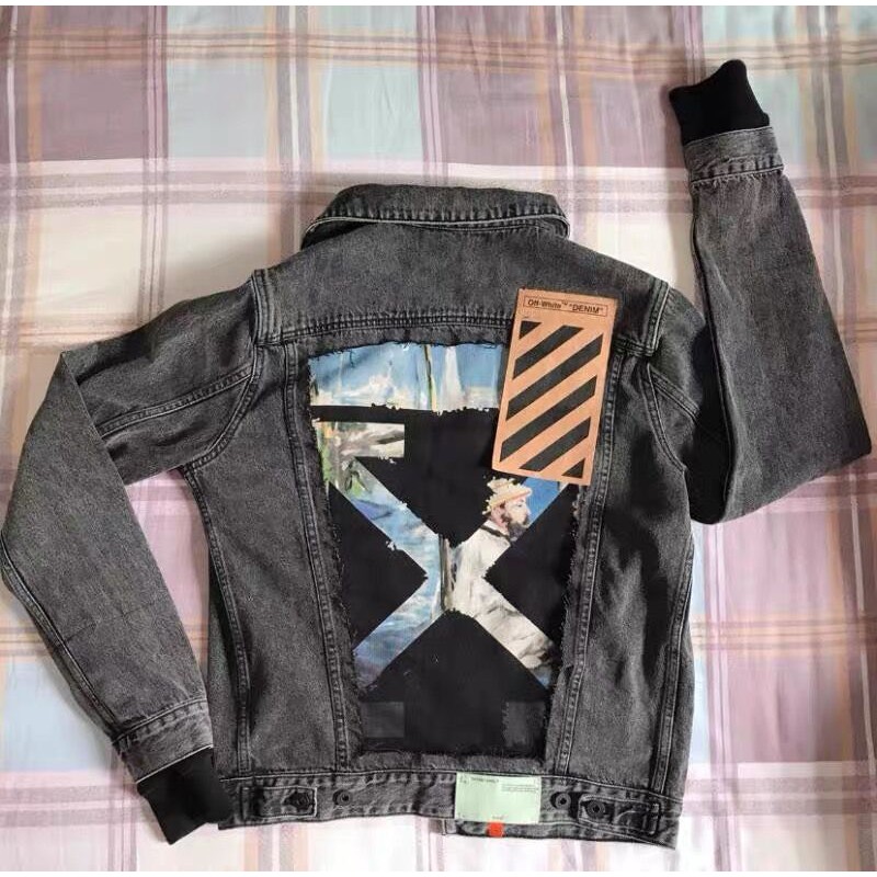 OFF WHITE OW 19ss Monet oil painting stitching denim jacket