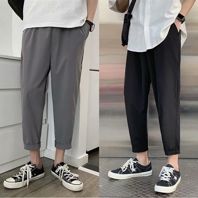 Thin Section Ice silk fabric Casual Trousers Men Loose