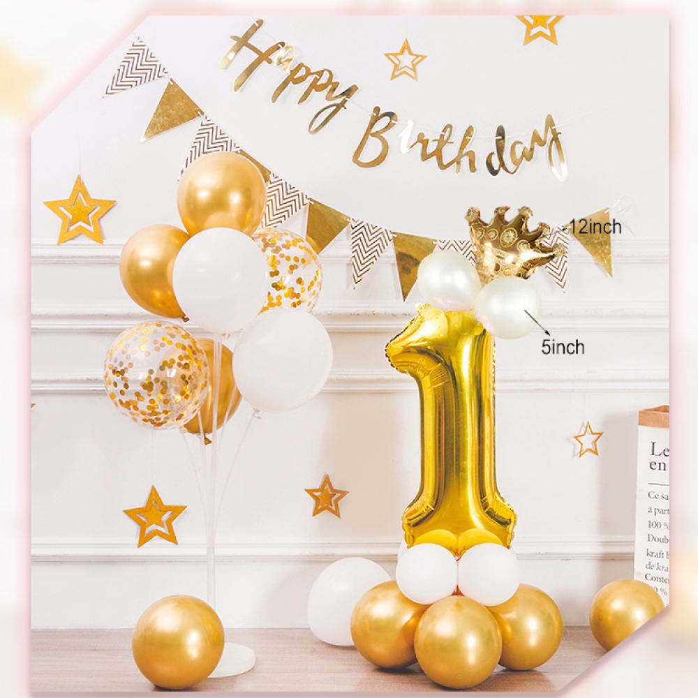 Happy Birthday Balloon Set Golden 1st Number Ballon Anniversary ...