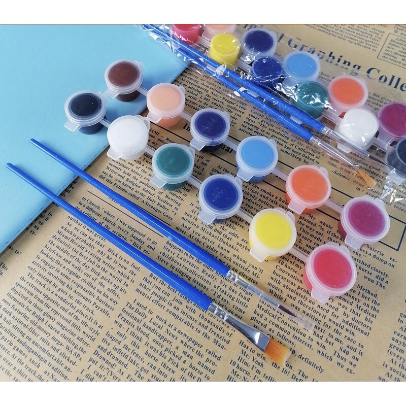 12 Colors Poster Paint acrylic Paint with brush pen watercolor drawing