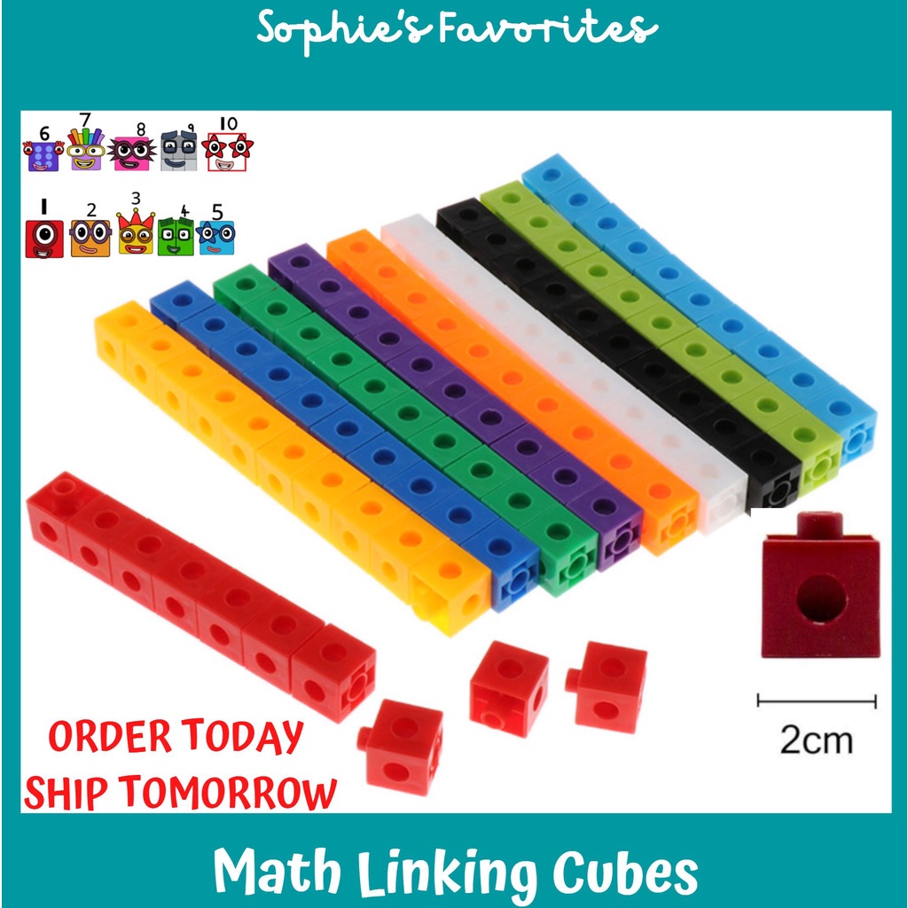 100pcs 2cm Math Linking Cubes Numberblocks Number Blocks Snap Cube Link