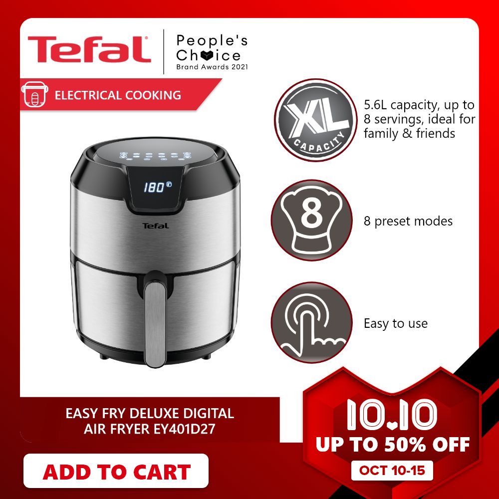 Tefal Easy Fry Deluxe Digital Air Fryer XL Size Touch Screen EY401D27