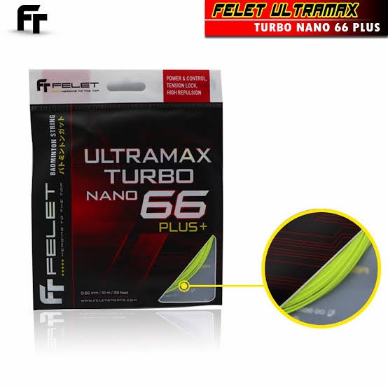 FELET FEET ULTRAMAX TURBO NANO 66 PLUS+ Badminton Racket Strings ...