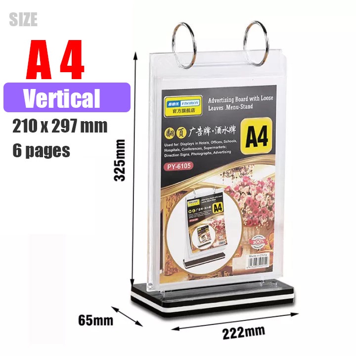 Business permit Holder 6 pages A4 Restaurant Menu Price Card Display ...