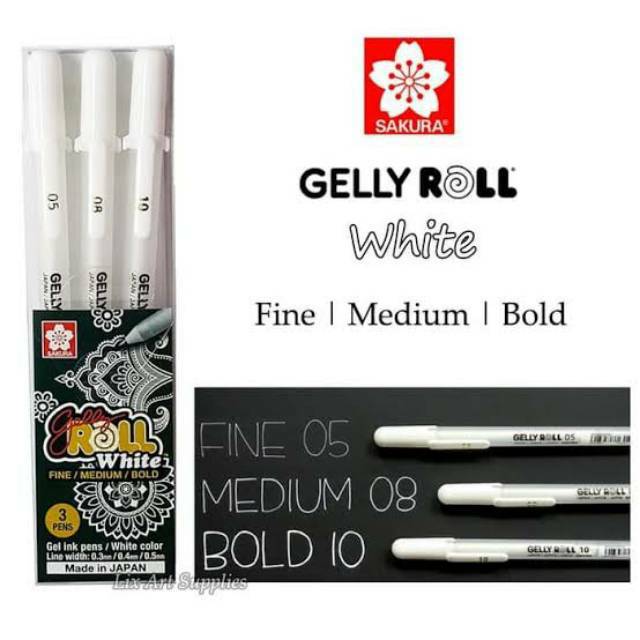 PUTIH Sakura GELLY ROLL WHITE PEN GEL Ink WHITE PEN SET 3 Shopee