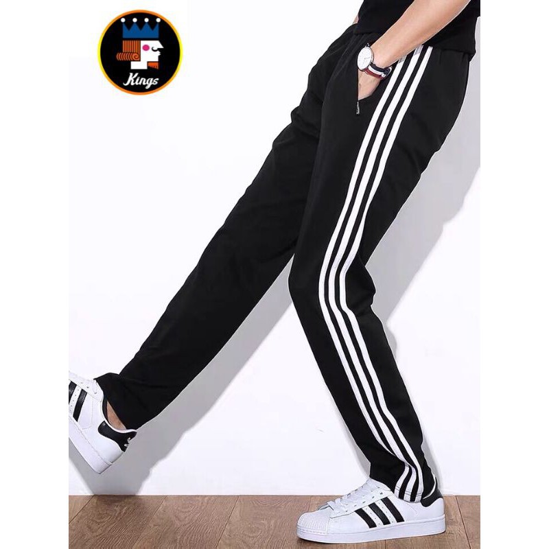 Jogger pants with online stripe