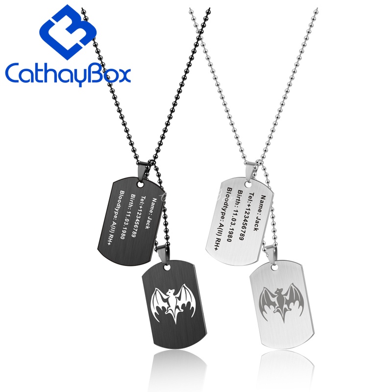 Custom Engrave Dog Tag Necklace A Pair Military Army Stainless Steel ID  Pendant CB01A097S