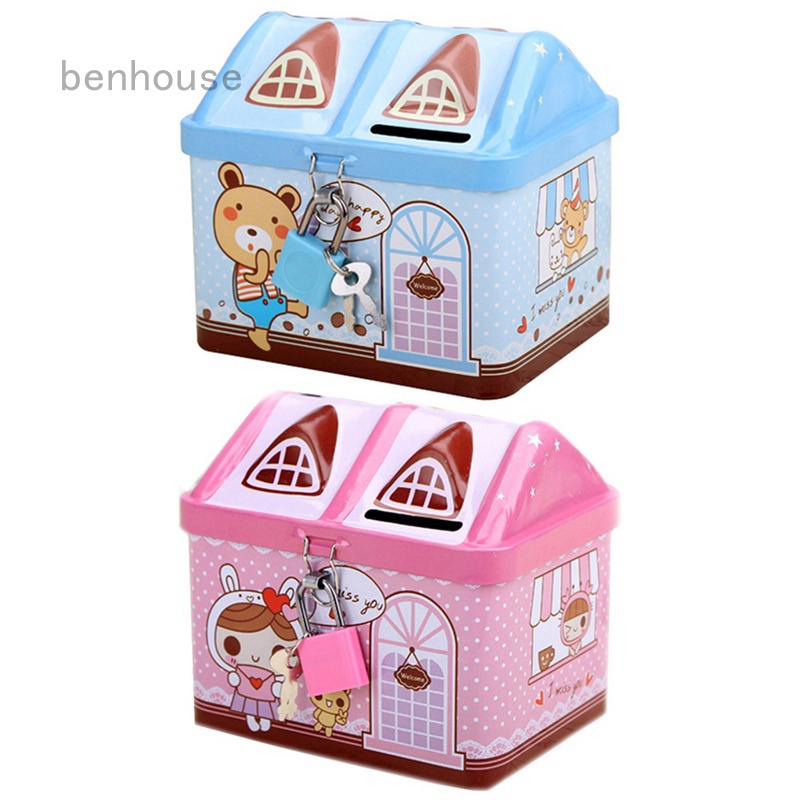 Add shopping cart to give gifts Cartoon house shaped piggy bank kids ...