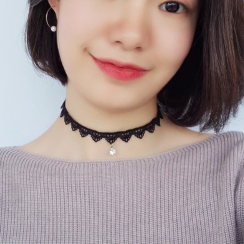 Fashion choker lace black rhinestone pendant choker necklace Shopee Philippines