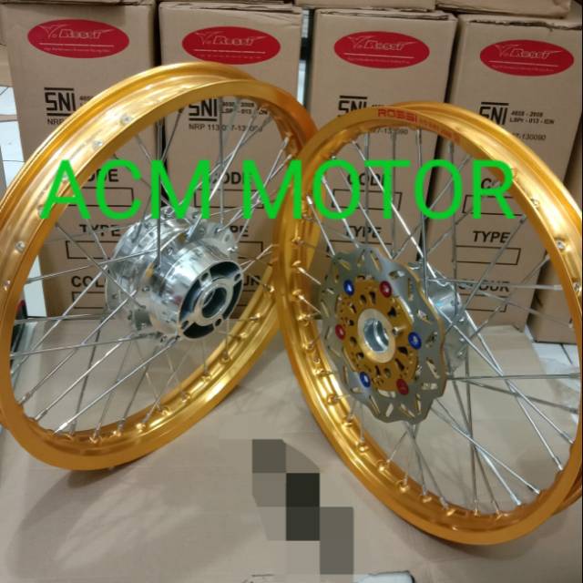 MOTORCYCLE WHEELS Honda Supra x 125 fi Blade new DOUBLE DISC ROSSI GOLD ...
