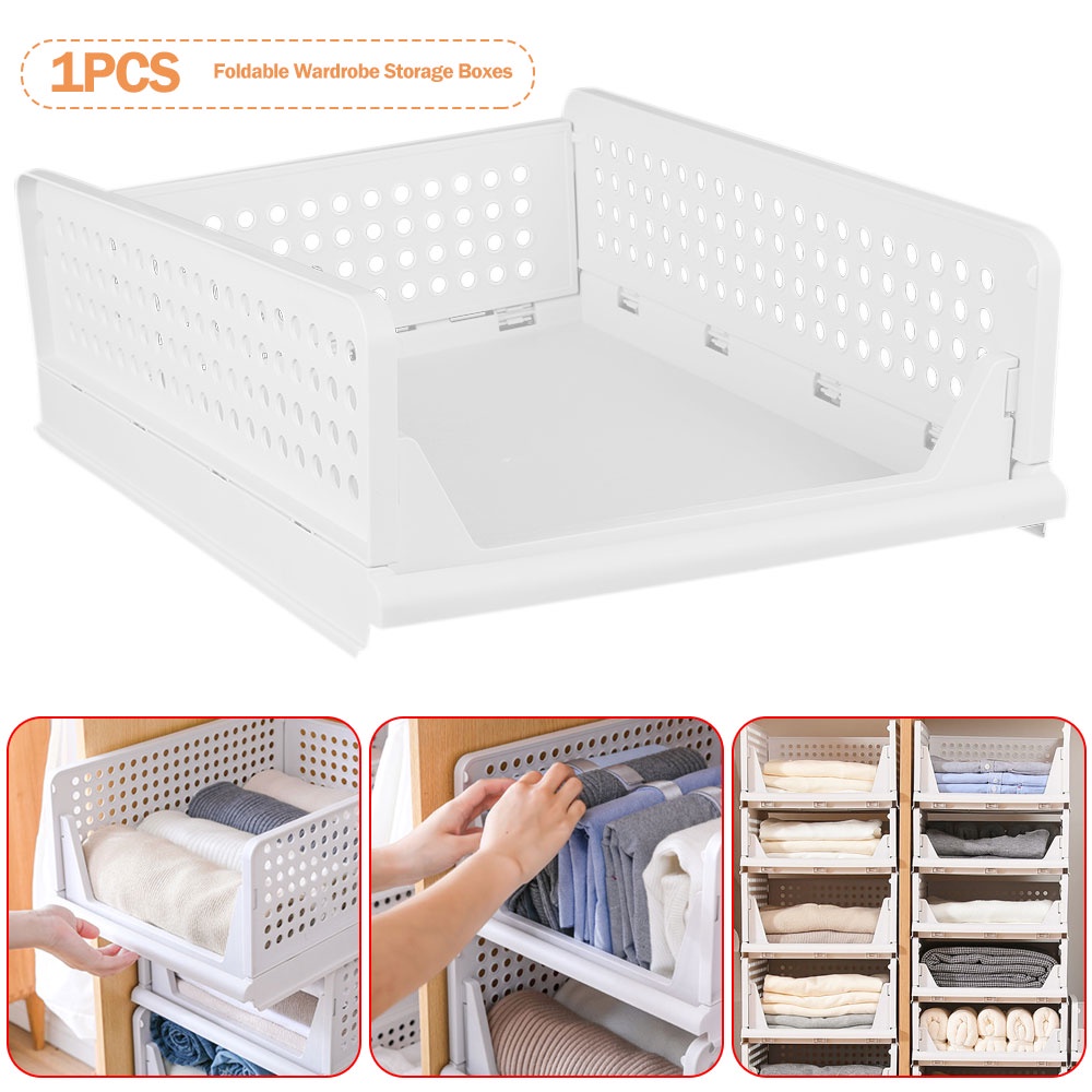 Wardrobe Storage Box Easy Open and Folding Wardrobe Organizer Plastic