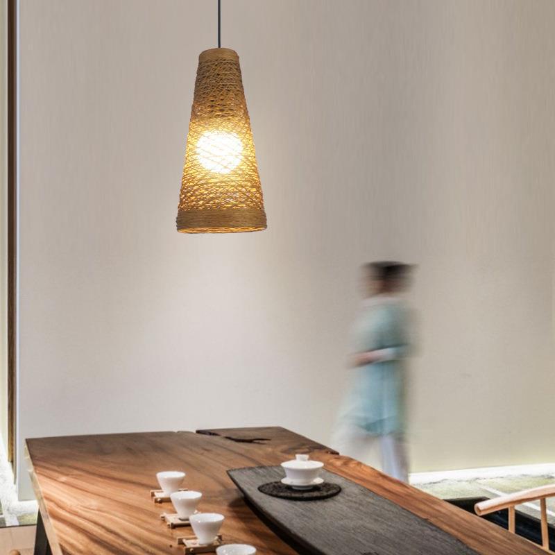 New Type LED Lamp American Rattan-Woven Rattan Woven Long Tube ...