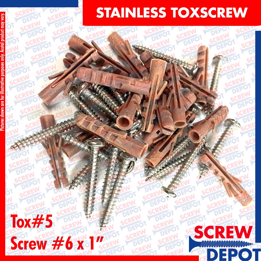 20PCS Stainless Tox with Screw 5 6 8 10 12 Expansion Wall Screw ...