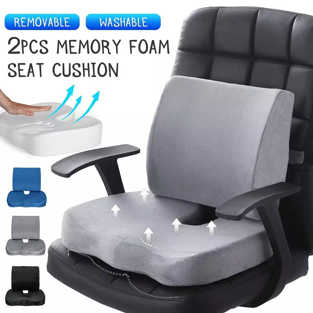 Memory Foam Seat Back Cushion Lumbar Support Pillow Orthopedic Hemorrhoid  Coccyx Pain Relief