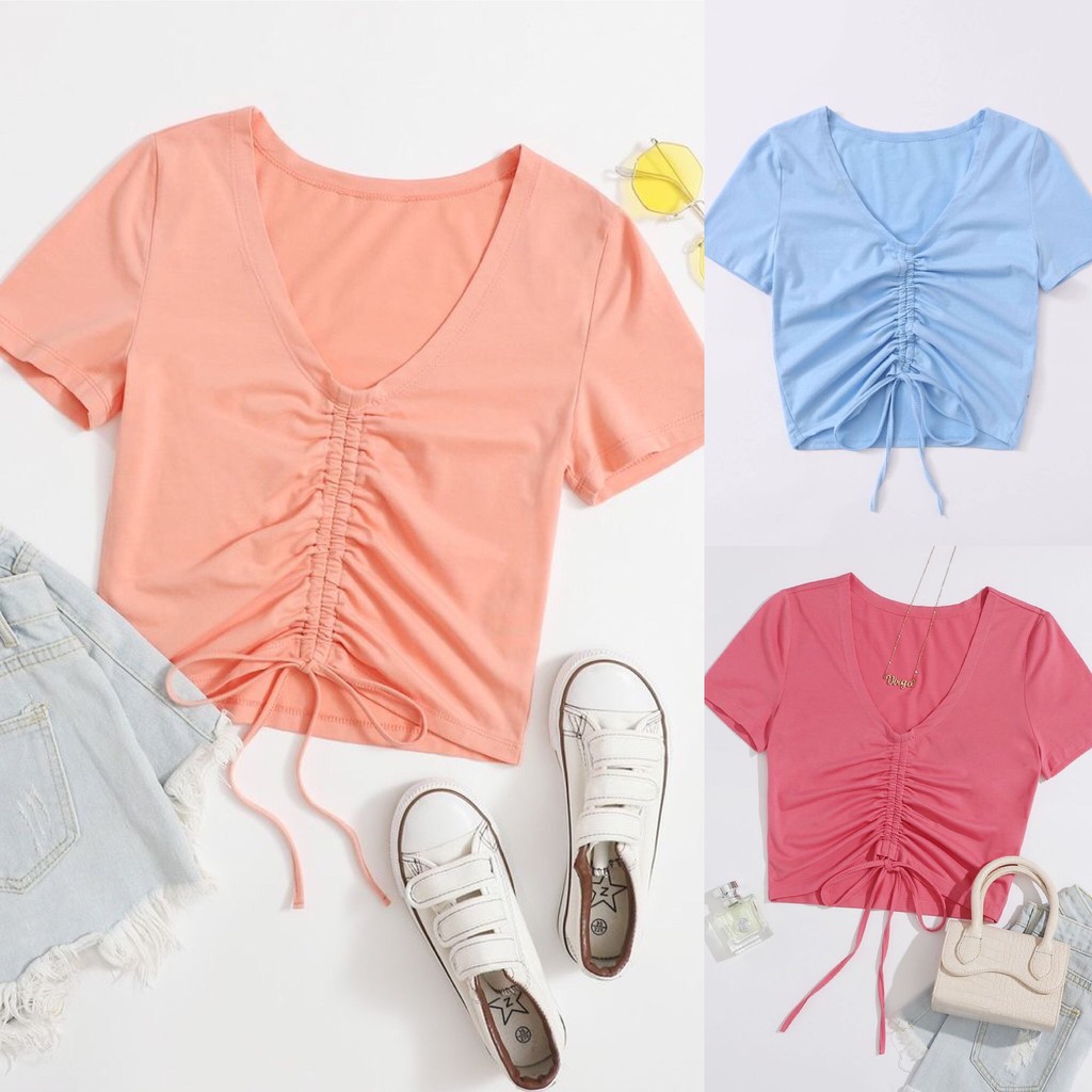 Trendy Front Drawstring Top for Plus Size | Shopee Philippines