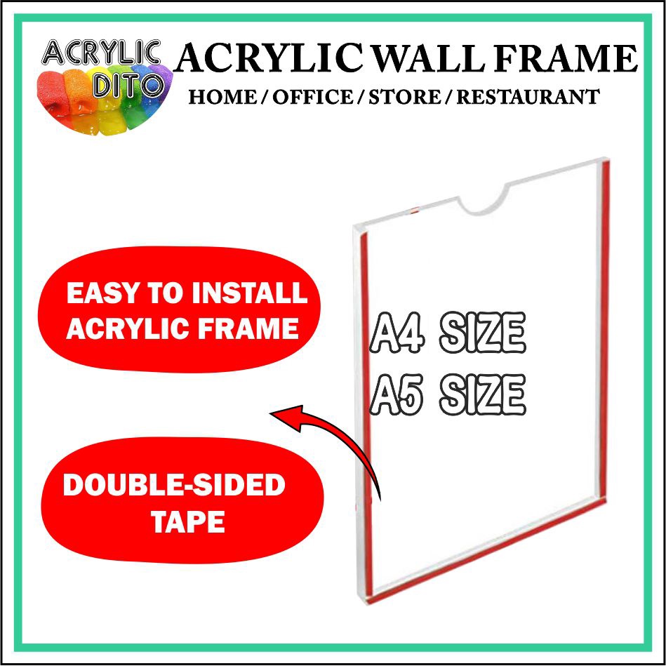 Clear Acrylic Wall Frame / Paper Holder Poster Photo Display Permit ...