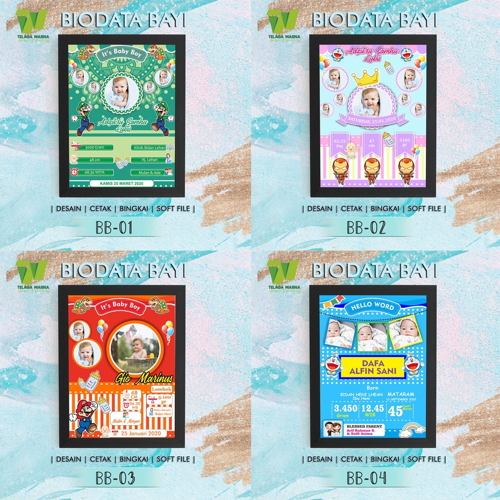 Baby Biodata Pigura Figura Children's Biodata Frame Bio Baby Frame ...