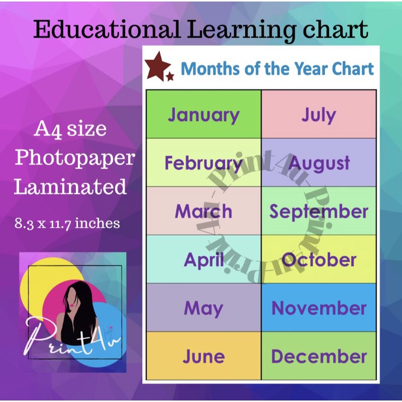 Months of the Year Chart Laminated - Educational Learning materials ...