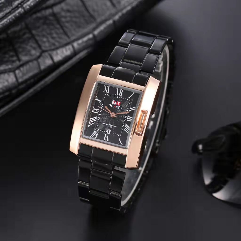 [HS] Ticarto square stainless steel watch for women with date | Shopee ...
