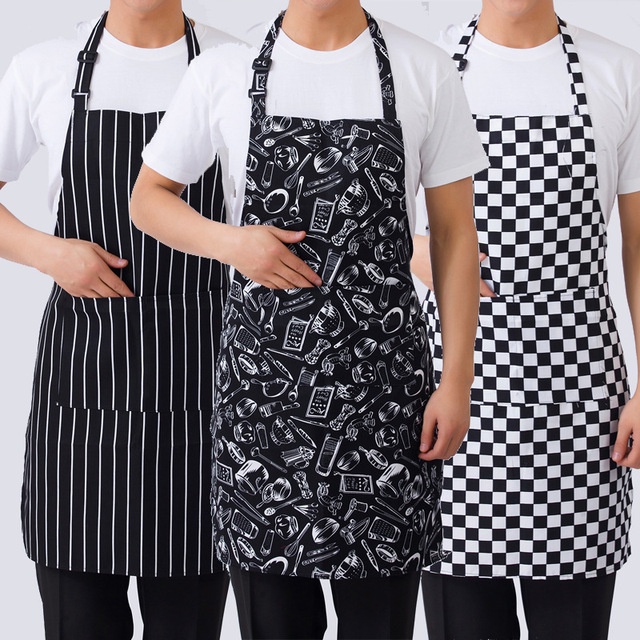Striped Hotel Restaurant Chef Waiter Apron Kitchen Cook Apron With Pockets  Adjustable Aprons