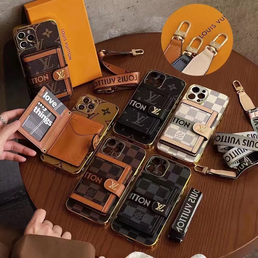 Luxury electroplated card case crossbody phone case for iPhone15 Pro Max 14 Pro Max 13 13PRO