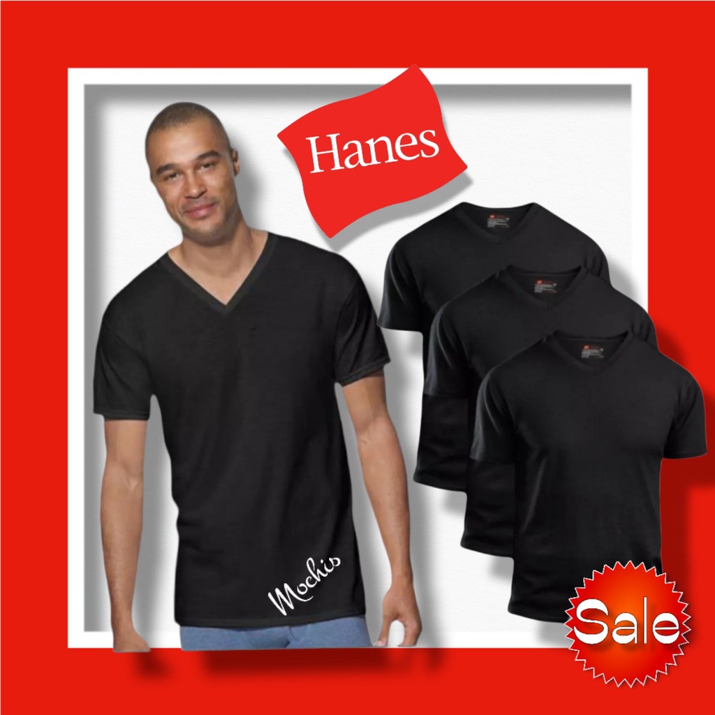 Hanes 3pcs V neck Black T shirts PREMIUM QUALITY in 100 cotton Shopee Philippines