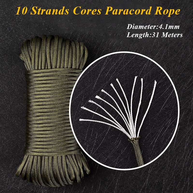 31M 650 Paracord Rope Parachute Cord 4.1mm 10 Strand Cores