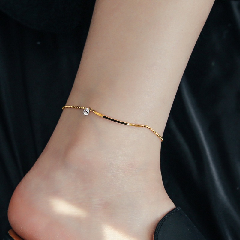 2022 New Summer Women's 18K Gold Anklet Smile Zircon Anklet Female