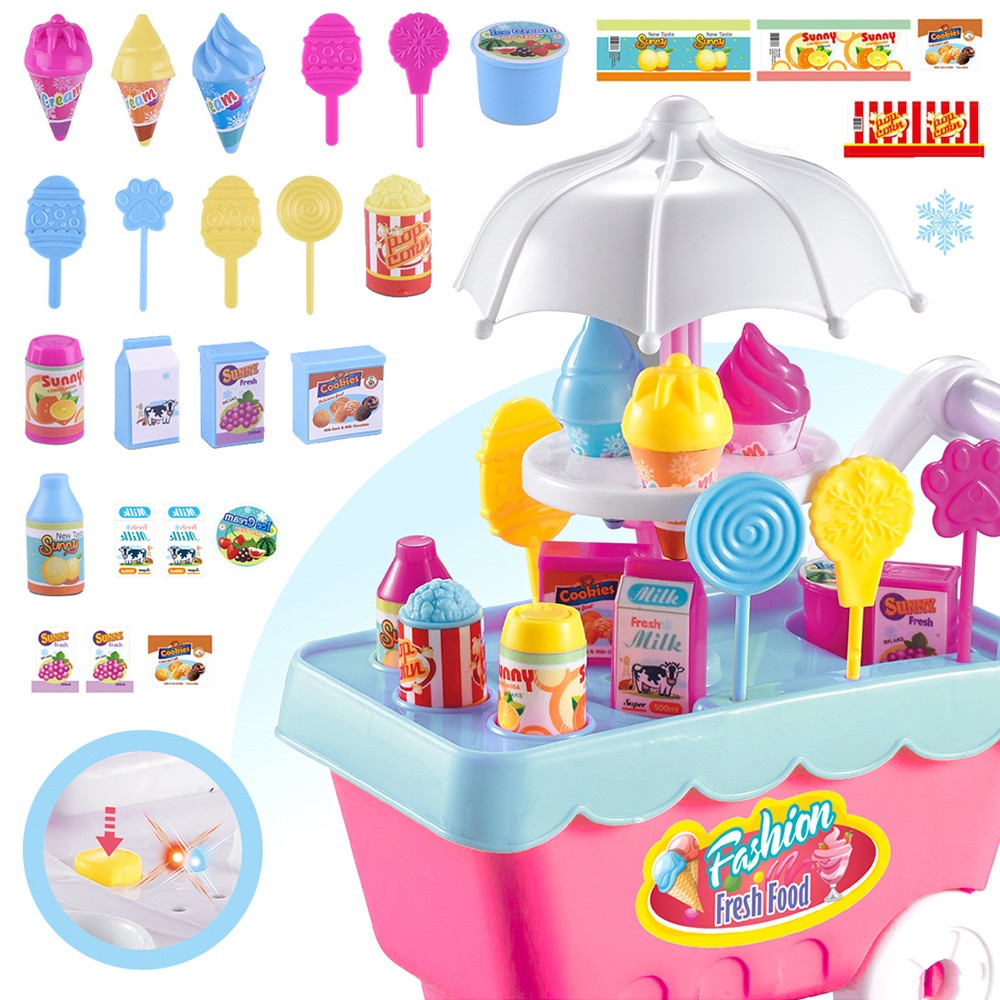 Ice Cream Trolley Candy Past Home Toys Girl Toys Play Set 19 Sets of Diy Toy Furnishings with Light Shopee Philippines