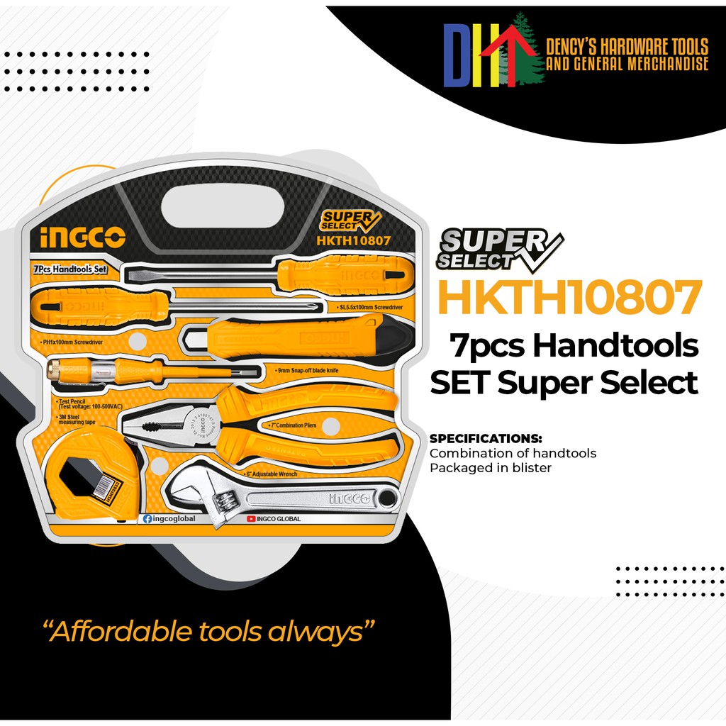 Ingco 7pcs Handtools SET HKTH10807 •DENCY'S• Shopee Philippines