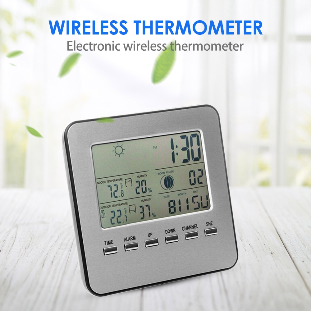 Temperature Sensor Humidity Meter with External Temp Probe Alarm Clock Thermometer Hygrometer