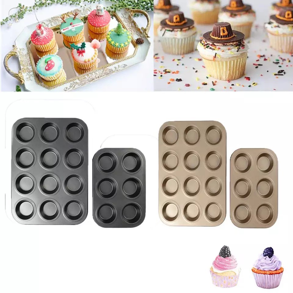 6/12 Cups Square Cupcake Pan Muffin Tray Cupcake Mold Muffin Pan Carbon Steel Baking Pan Non