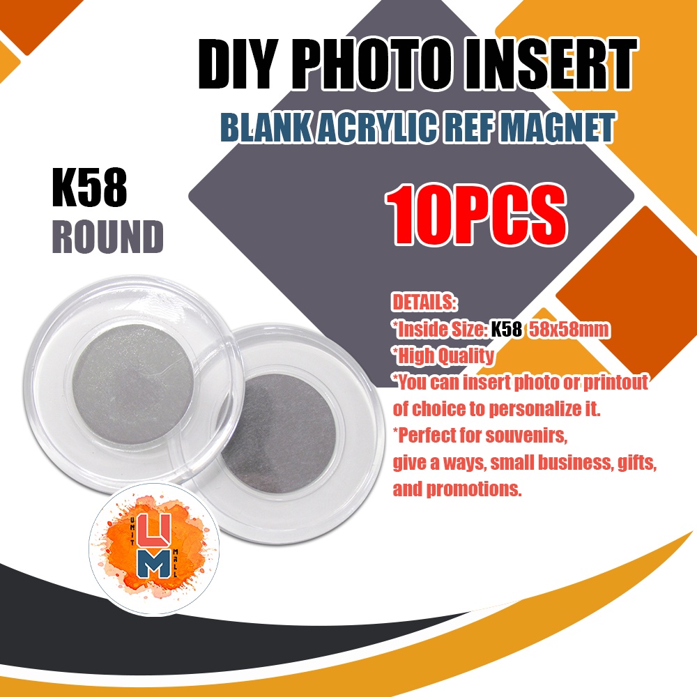 10pcs blank round Acrylic Ref Magnet Photo Insert Souvenirs giveaways ...