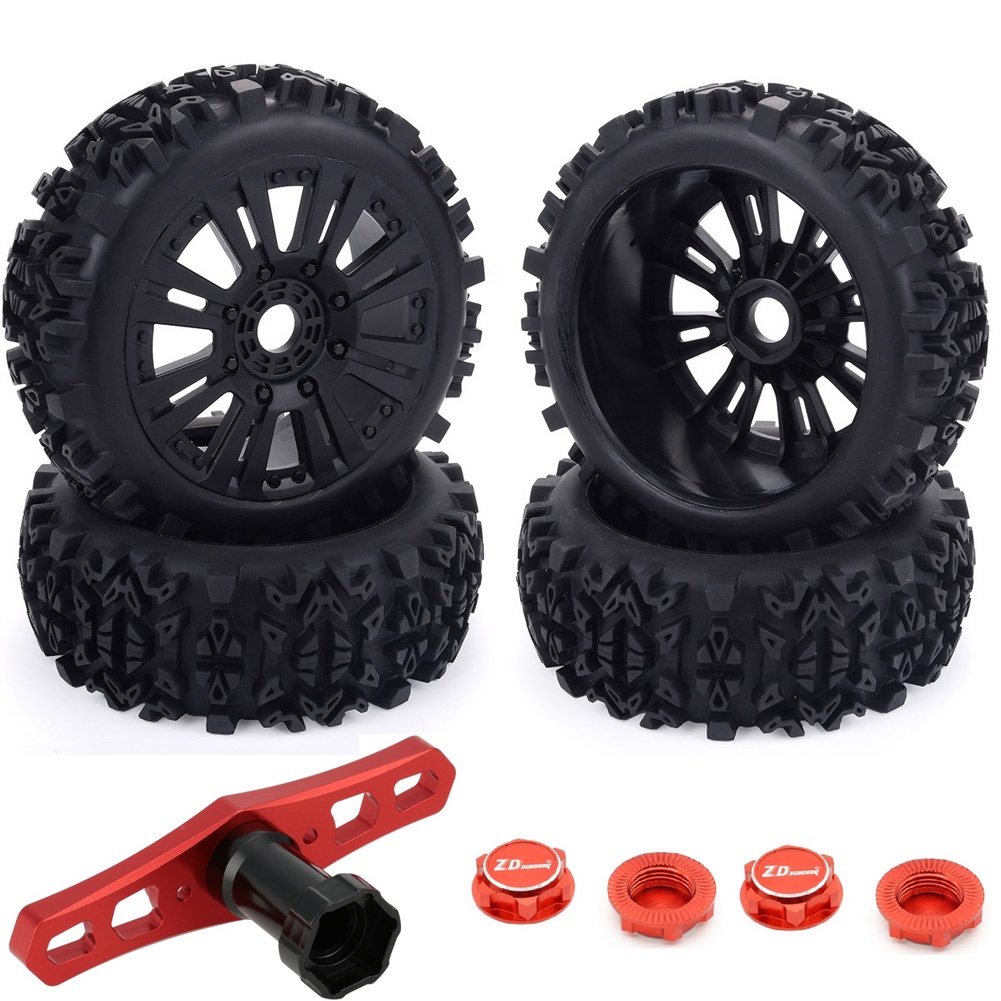 PreGlued 1/8 RC Monster Truck Buggy Wheels And Tires 17mm Hex With Foam