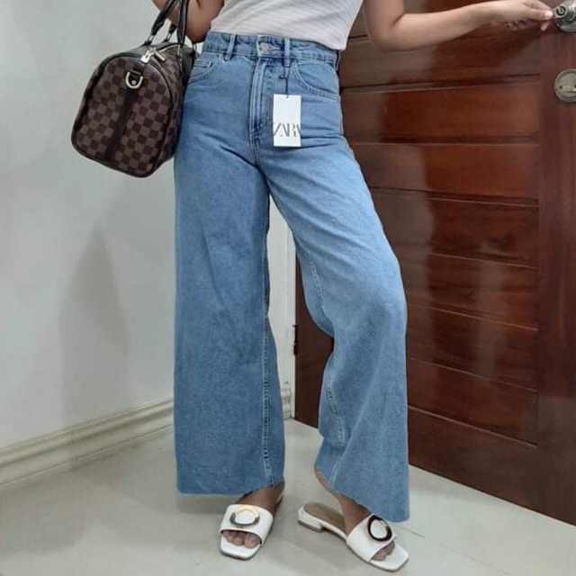 Denim palazzo store pants zara