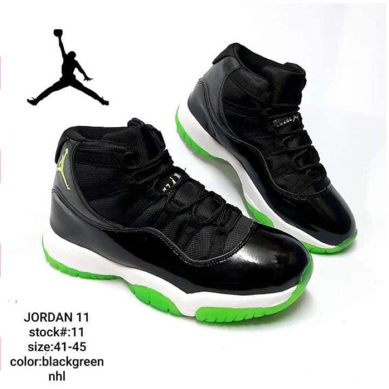 Jordan 11 green store and black