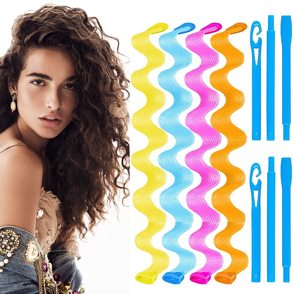 5 Pcs 30CM No Heat Curlers, Smilco Heatless Hair Curler for Medium to ...