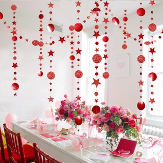 4M Hot Pink Birthday Party Decorations Circle Dots Garland Rose Pink  Hanging Paper Polka Dots Streamer for Bachelorette Wedding
