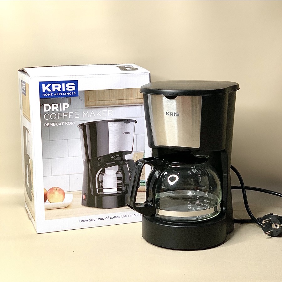 MESIN Krischef Drip Coffee Maker Kris Coffee Machine 600ml Black White