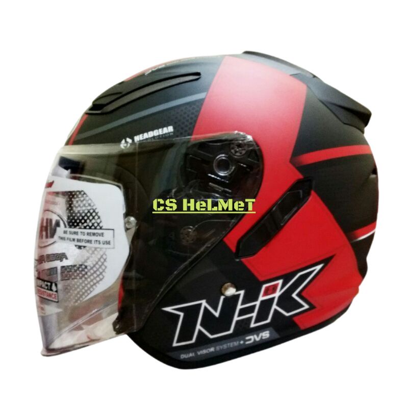 NHK R1 NAPOLEON BLACK RED DOFF DOUBLE VISOR HELMET ORIGINAL SNI ...