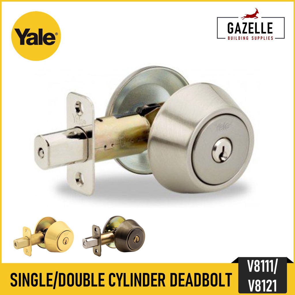 Yale Round Cylinder Dead Bolt Gateman Deadbolt Stainless Antique Brass Single Double V8111 6132