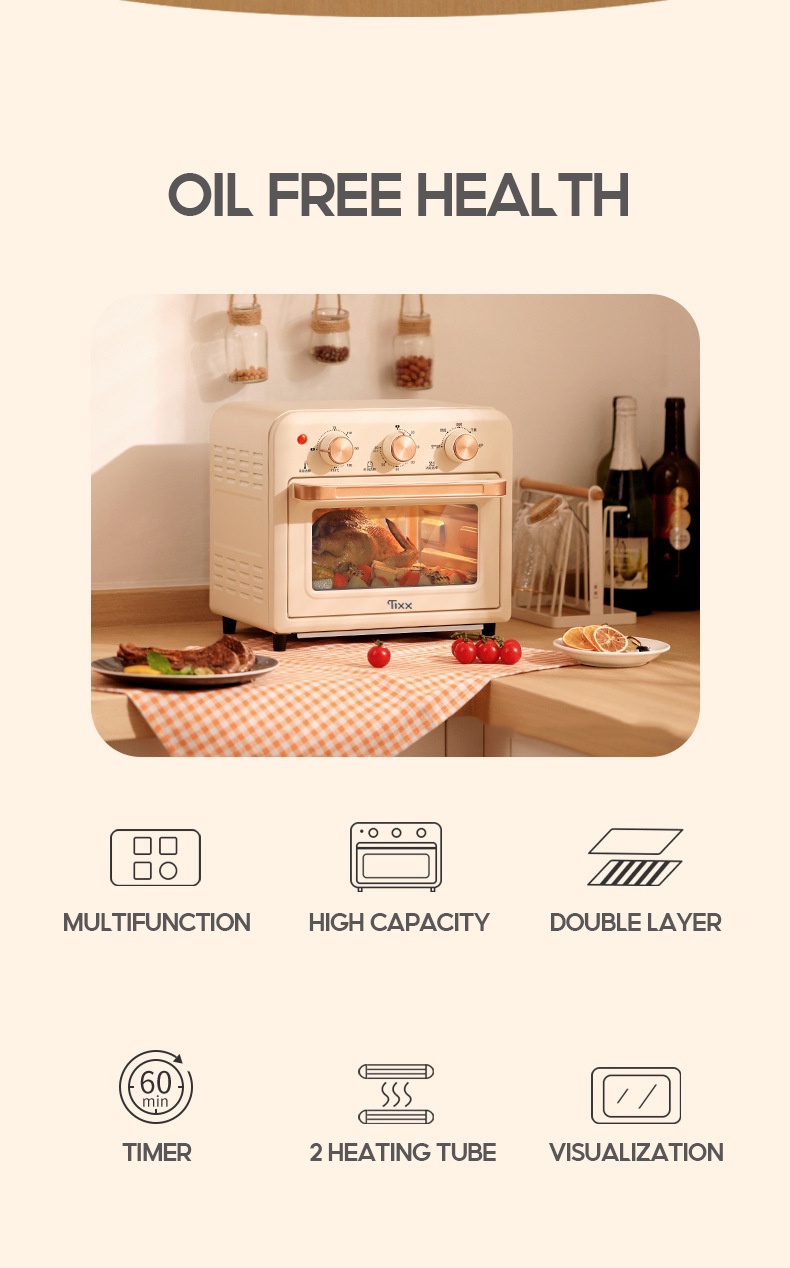 Tixx Air Fryer Oven Toaster for Baking With Timer DoubleDeck 15L