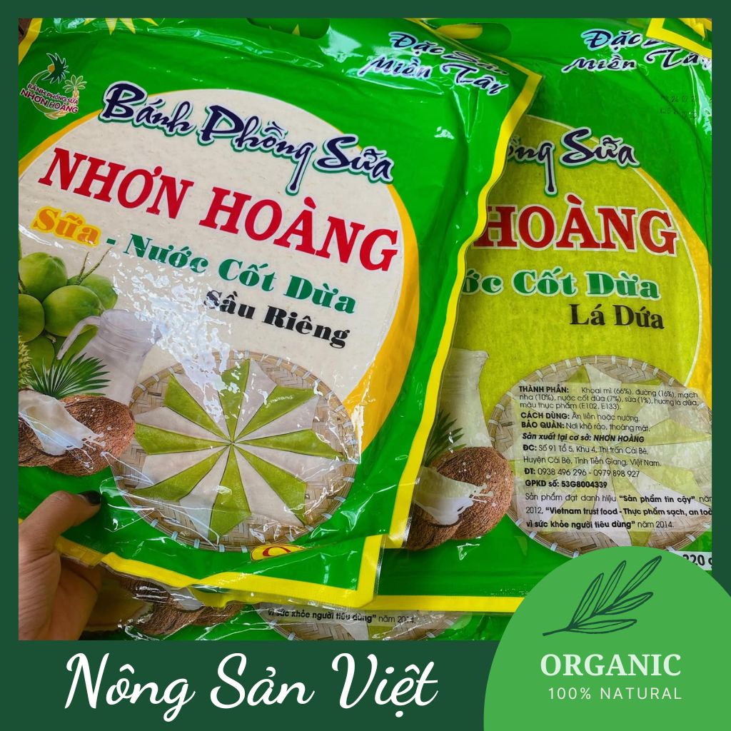 Nhon Hoang Coconut Milk Puff Cake Durian Coconut Milk Rice Paper 400g