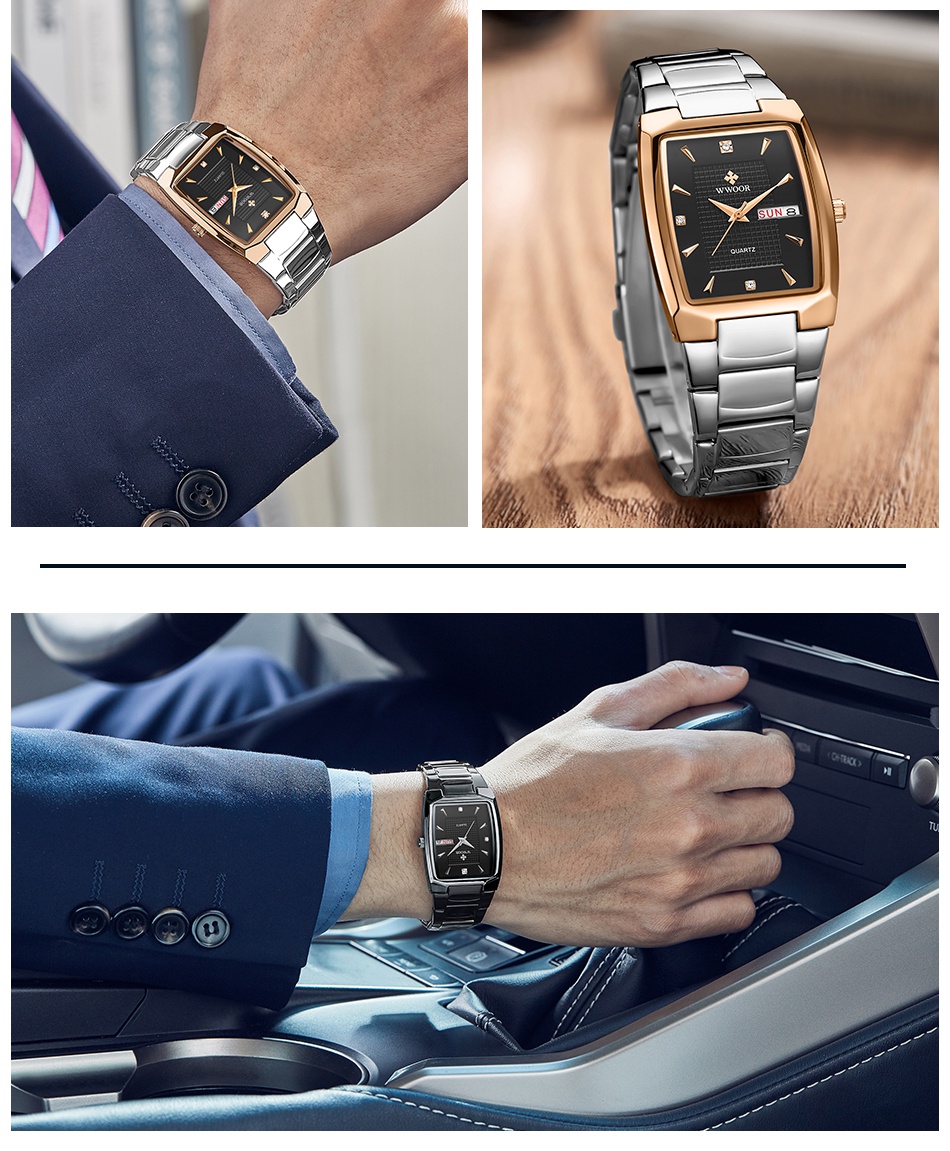 Wwoor Design Square Watches Men Top Brand Luxury Business Quartz ...