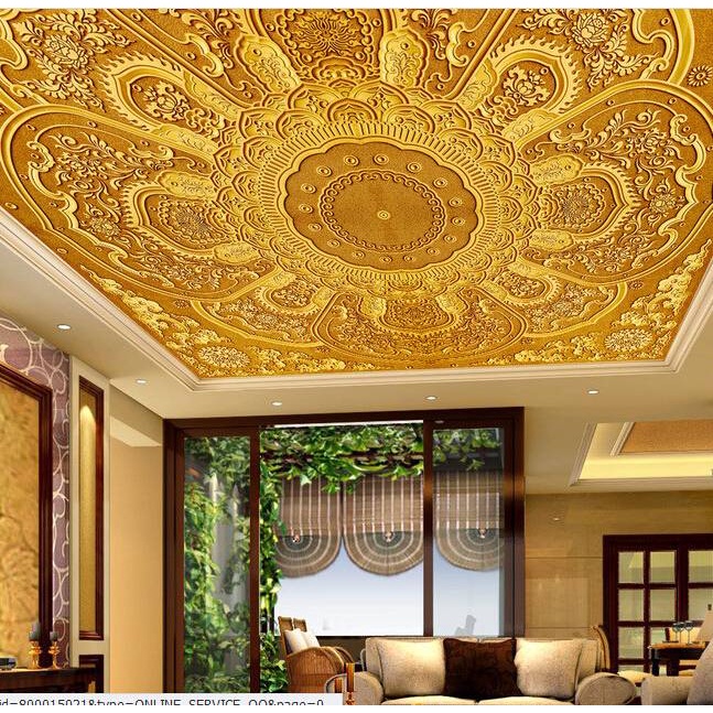 Custom 3D Ceiling Wallpaper, European Style Decorative Pattern Murals