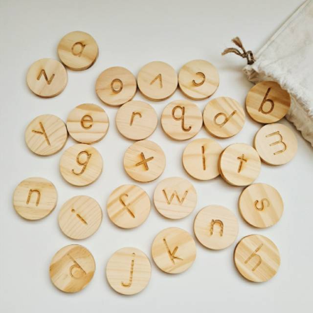 Wooden Alphabet Coins (Lowercase) | Shopee Philippines