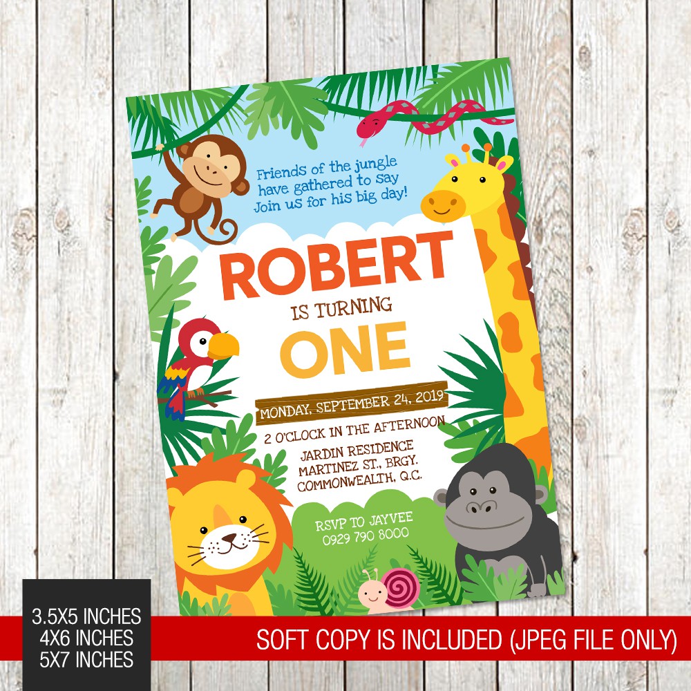 Safari Wild Animals Themed Printed Birthday Invitation | Shopee Philippines