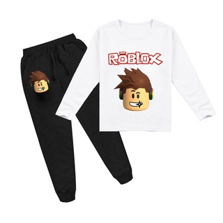 New Roblox Game Children's Shirt + Pants Kids Cartoon Long Sleeve Suit Boy  and Girl Keep Warm 100-160